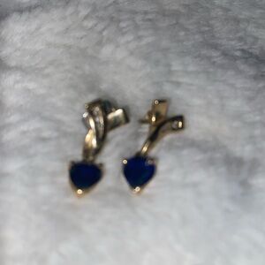 NEW!! Hearts Charms Enamel Dangling Gold Plated Hoop Earrings